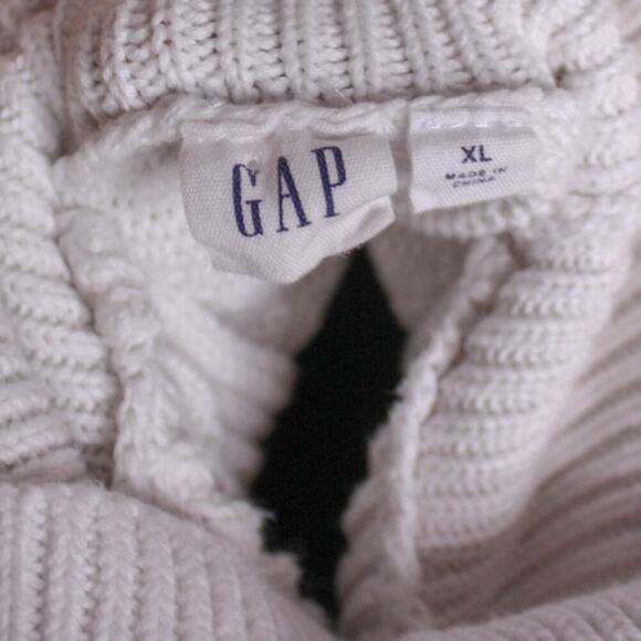 GAP White Fisherman Sweater Cowl Funnel Neckline 100% Cotton Size XL - Picture 4 of 5